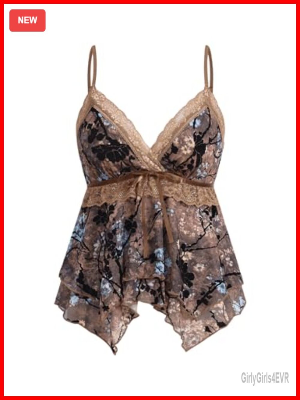 Women's Y2K Babydoll Tank Top Lace Asymmetrical Bow Tie Sleeveless Cami